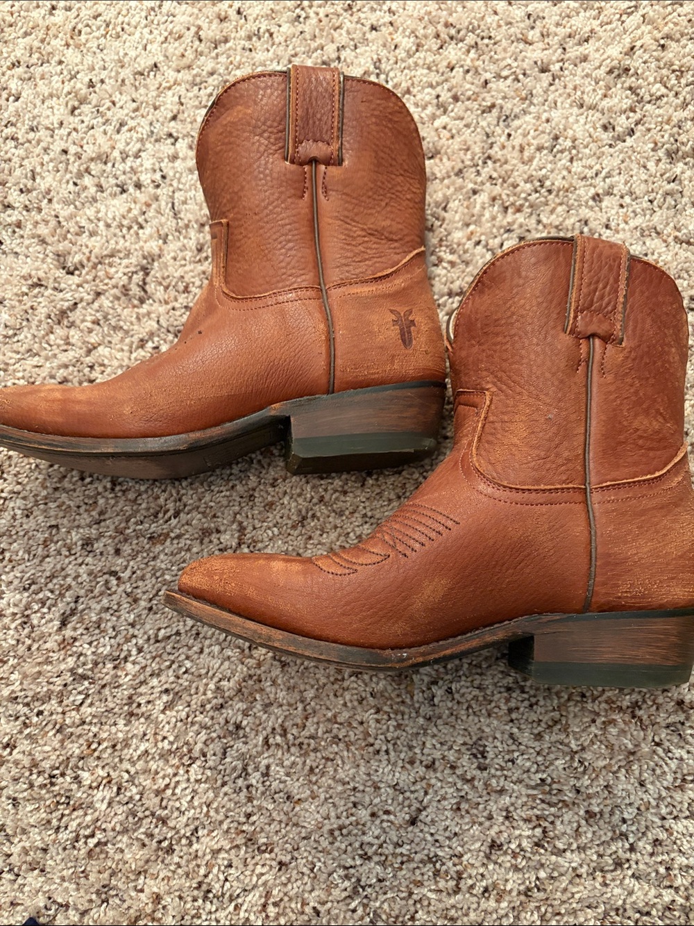 Vintage Classic Frye Women's Tan/Brown Leather Western Ankle Boots - Picture 5 of 10
